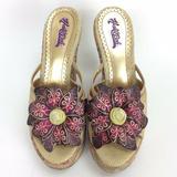 Anthropologie Shoes | Hale Bob Funky Flower Espadrille Wedge Sandals | Color: Pink/Tan | Size: 7