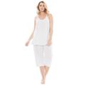Plus Size Women's Breezy Eyelet Knit Tank & Capri PJ Set by Dreams & Co. in White (Size 30/32) Pajamas