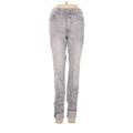 Express Jeans Jeans - Mid/Reg Rise Skinny Leg Denim: Gray Bottoms - Women's Size 00 - Light Wash