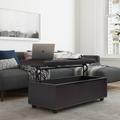 Simpli Home Hamilton Lift Top Rectangular Storage Ottoman Faux Leather in Brown | 16 H x 44.1 W x 20.1 D in | Wayfair AXCOT-239LT-BR