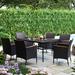 Lark Manor™ Alyah Rectangular 6 - Person 58.9" Long Outdoor Dining Set w/ Cushions Metal/Wicker/Rattan in Black | 28.7 H x 58.9 W x 35.4 D in | Wayfair
