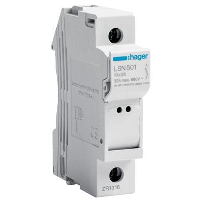 32A 1-poliger Sicherungstrenner 10,3X38 1 Modul LSN501 - Hager Image