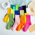 Chaussettes hautes en coton pour femmes Chaussettes longues Couleurs unies Double Grossier