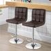 Square Swivel Adjustable Barstools with Backrest and Footrest-Set of 2 - 17.5" x 20" x (37" - 45") (L x W x H)