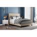 Queen Linen Upholstered Platform Bed with Classic Headboard, Box Spring Needed