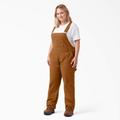 Dickies Women's Plus Relaxed Fit Bib Overalls - Rinsed Brown Duck Size 18W (FBW206)