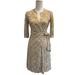 Lilly Pulitzer Dresses | Lilly Pulitzer Cursive Print 100% Silk Wrap Dress Sz Xs | Color: Tan | Size: Xs