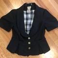 Anthropologie Jackets & Coats | Anthropologie Elevenses Short Sleeved Flared Blazer | Color: Black | Size: 2