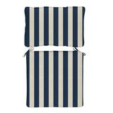 Replacement Seat and Back Cushion Cover Only with Zipper - 26x42 - Box Edge, Canopy Stripe Navy/Sand Sunbrella - Ballard Designs Canopy Stripe Navy/Sand Sunbrella - Ballard Designs