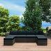 Wade Logan® Suffern Sectional Seating Group w/ Cushions All - Weather Wicker/Wicker/Rattan in Gray | Outdoor Furniture | Wayfair