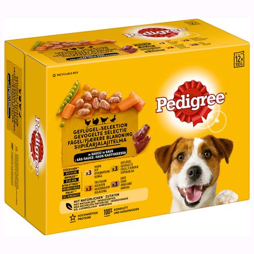 96x 100g Frischebeutel Multipack in Soße Geflügel-Mix Pedigree Hundefutter nass