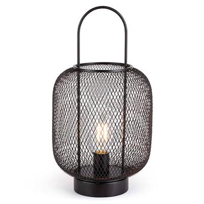 Gerson 45676 - 12.6" Black Metal Battery Operated LED Lantern with Timer (7.1"D x 12.6"H Black Metal Lantern with LED Bulb. 6 Hour Timer)