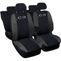 Set Coprisedili Compatibili Per Auto C3 Made In Italy Fodere Bicolore Con Logo Bicolore Nero