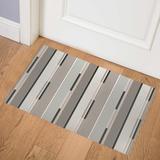 COLOR BLOCK STRIPE BEIGE AND GREY Doormat By Kavka Designs