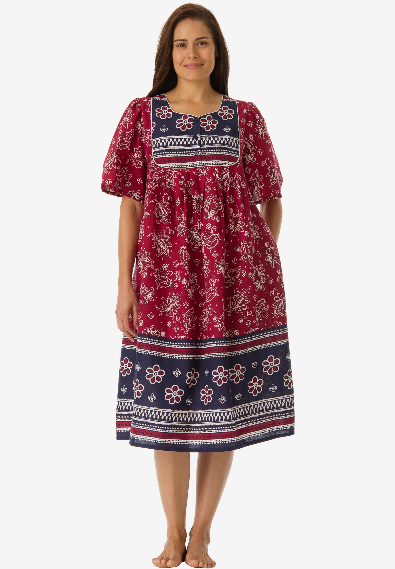 Plus Size Women's Mixed Print Short Lounger by Only Necessities in Classic Red Print (Size 4X)