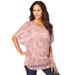 Plus Size Women's Pullover Crochet Sweater by Roaman's in Soft Blush (Size 4X)