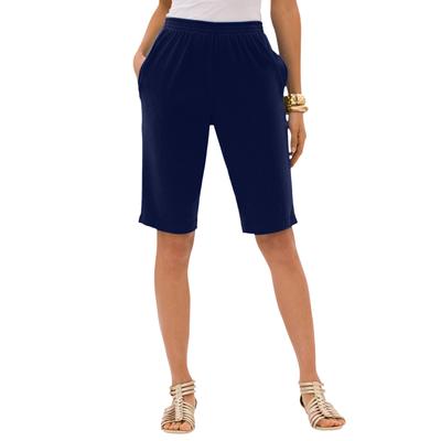 Plus Size Women's Soft Knit Bermuda Short by Roaman's in Navy (Size 1X)