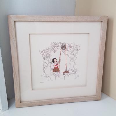 Disney Wall Decor | 1994 Framed Disney Treasures “Snow White At Well" Serigraph Etching Coa | Color: Red/White | Size: 11" Square