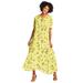 Plus Size Women's Short-Sleeve Crinkle Dress by Woman Within in Primrose Yellow Leaf (Size 4X)