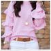 J. Crew Sweaters | J.Crew Ruffle Sleeve Sweater | Color: Pink | Size: Xl