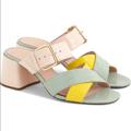 J. Crew Shoes | J Crew Slip On Mule Sandal With Gold Buckle | Color: Gold/Pink/Yellow | Size: 6.5