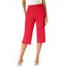 Plus Size Women's Soft Knit Capri Pant by Roaman's in Vivid Red (Size L)