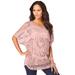 Plus Size Women's Pullover Crochet Sweater by Roaman's in Soft Blush (Size 1X)