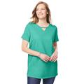 Plus Size Women's Perfect Short-Sleeve Keyhole Tee by Woman Within in Pretty Jade (Size 14/16) Shirt