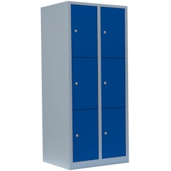 Lüllmann® Schließfachschrank, 2 Abteile, 6 Fächer, 1800 x 800 x 500 mm, lichtgrau/enzianblau Image