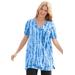 Plus Size Women's V-Neck Tie-Dye Tunic by Woman Within in Bright Cobalt Tie Dye (Size 3X)