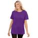 Plus Size Women's Thermal Short-Sleeve Satin-Trim Tee by Woman Within in Purple Orchid (Size 3X) Shirt