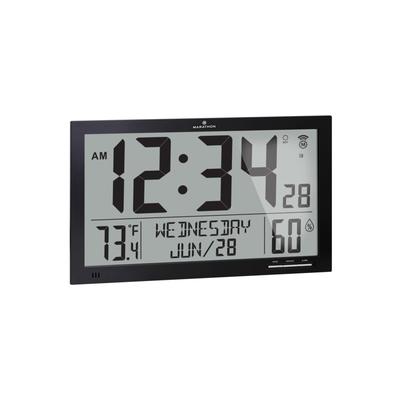 Marathon Slim Jumbo Atomic Digital Wall Clock Black 14.6in x 1.2in x 9in CL030062-BK-FD-NA