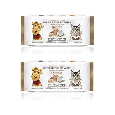 Giovanni Professional Multipurpose Oatmeal & Coconut Dog & Cat Wipes, 75 count, case of 2