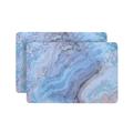 Orren Ellis Labritney Placemats Dining Table Mat Table Decor Washable Non Slip Marble Rectangle 12 X 18 Cork in Gray/Blue | 12 H x 18 W in | Wayfair