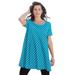 Plus Size Women's Scoopneck Swing Ultimate Tunic by Roaman's in Deep Turquoise Bias Stripe (Size 12) Long Shirt