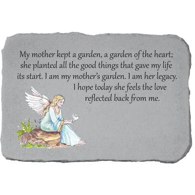 My Mother Kept A Garden Angel Garden Memorial Stone by Kay Berry in Grey
