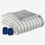 Micro Flannel® Reverse to Sherpa Electric Blanket by Shavel Home Products in Metro Stripe (Size QUEEN)