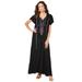 Plus Size Women's A-Line Embroidered Crinkle Maxi by Roaman's in Multi Folk Embroidery (Size 22/24)