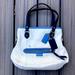 Coach Bags | Coach Purse White Light Blue Dark Blue Leather Silver Hardware Handbag Tote | Color: Blue/White | Size: Os