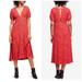 Free People Dresses | Free People Midi Button Side Short Sleeve Dress | Color: Red | Size: 0