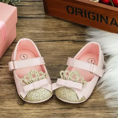 Chaussures de princesse pour nouveau-né fille mocassins plats en caoutchouc antidérapants pour