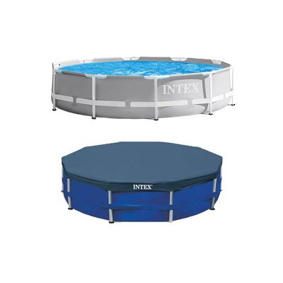 Intex 10 Foot x 30 Inches Pool w/ 10-Foot Round Above Ground Pool Cover - 45.98