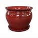 Southern Patio Wisteria 8 Inch Diameter Ceramic Planter Pot with Saucer, Red - 4.41