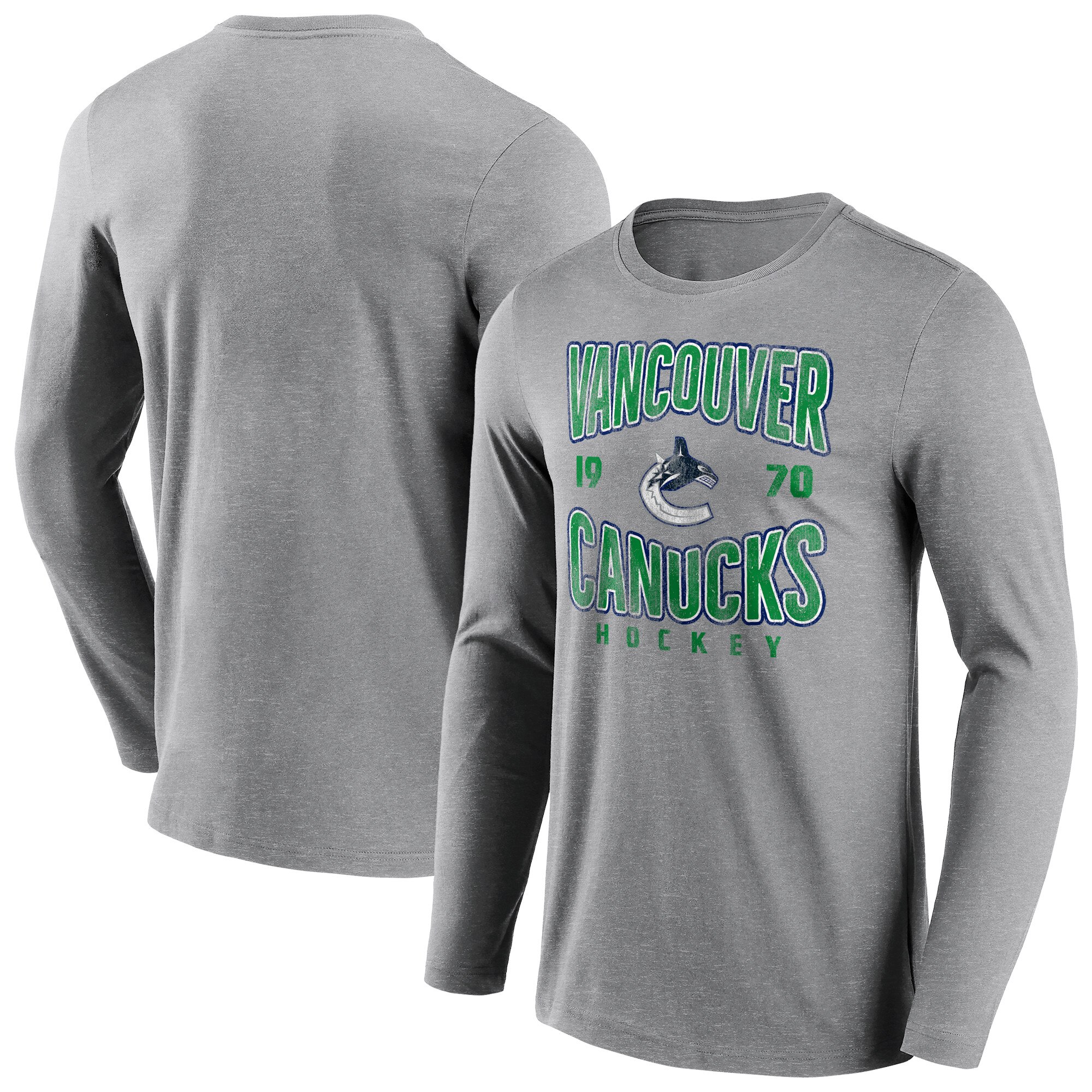 Vancouver Canucks Fanatics Branded Wave Off Langarm-T-Shirt - Sportgrau - Herren Image