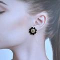 Kate Spade Jewelry | Kate Spade Gold Plated Crystals Flower Statement Earrings | Color: Black/Gold | Size: Os