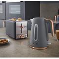 TOWER Cavaletto Grey Kettle & Toaster Set with 1.7L 3KW Jug Kettle & 2 Slice Toaster. Grey with Rose Gold Accents