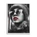 Everly Quinn Fashion Woman Red Lips Glam Sunglasses Fur Coat by Ziwei Li - Photograph Wood in Brown | 20 H x 16 W x 1.5 D in | Wayfair