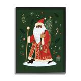 The Holiday Aisle® Festive Santa Claus Figure Green Christmas Holiday Canvas in Green/Red | 14 H x 11 W x 1.5 D in | Wayfair