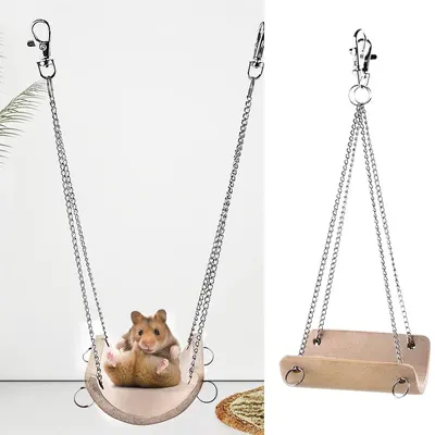 Balançoire en bois pour hamster petit animal de compagnie gadget amusant souris overd'Inde