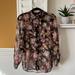 Urban Outfitters Tops | Ginatricot Sheer Autumn Floral Long Sleeve Sheer Button Up Top | Color: Black/Orange | Size: S